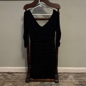S.L. Fashions Black Long Sleeve Dress